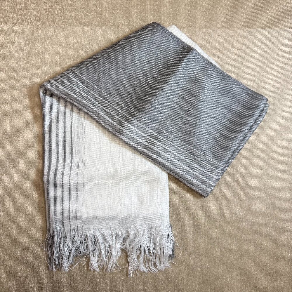 Gray And White Scarf From South America